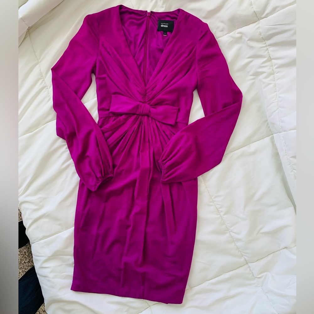 Jill Stuart silk purple long sleeve silk cocktail dress 0